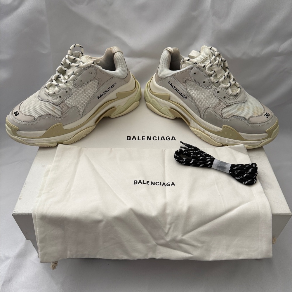 Balenciaga Beige and White Sneakers